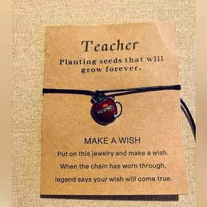 Teacher Bracelet Make A Wish Apple Charm Teach Unisex Teacher Gift